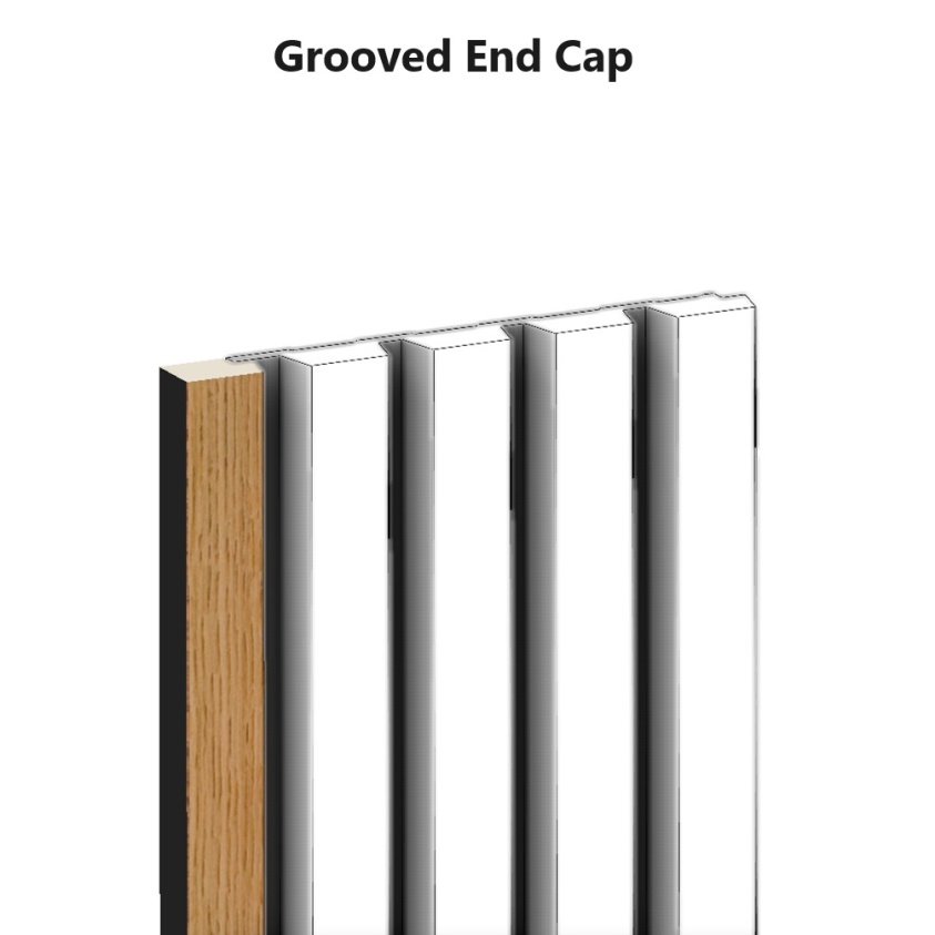 product image of Camden Oak and Black Slatted Wall Panel Grooved End Cap Trim SAN107